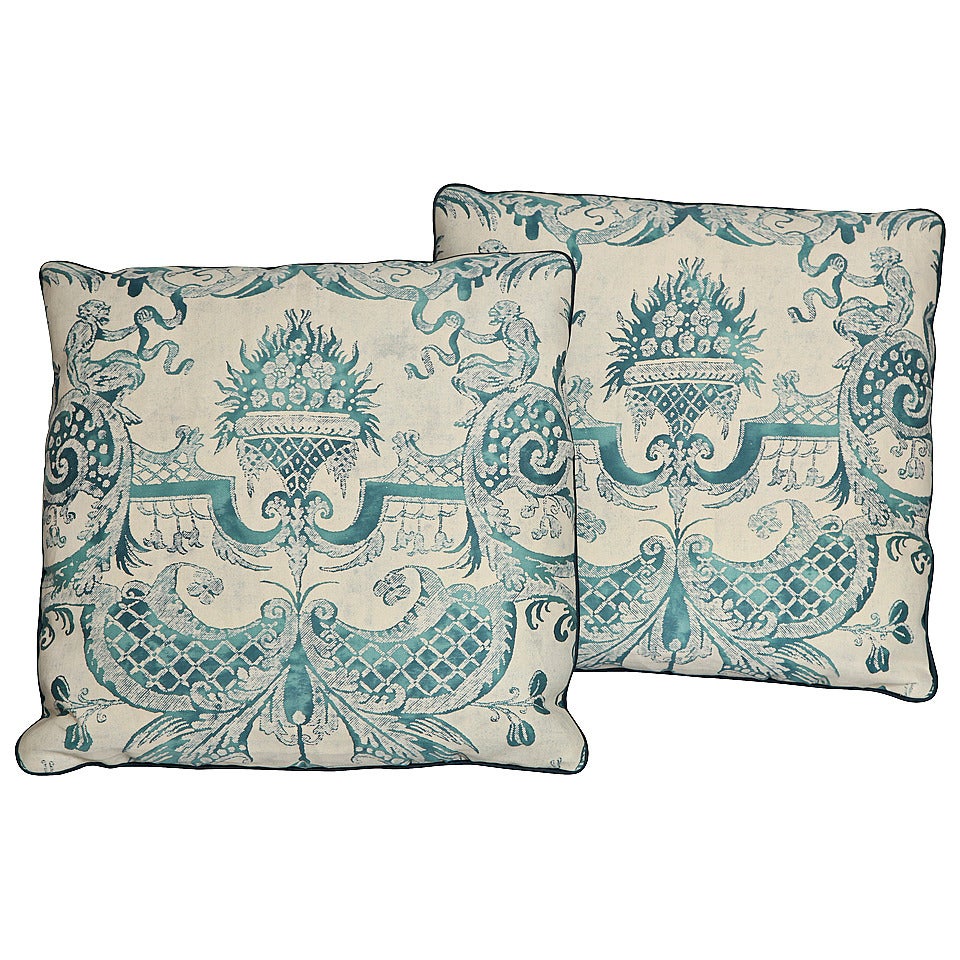 A Pair of Vintage Fortuny Fabric Cushions