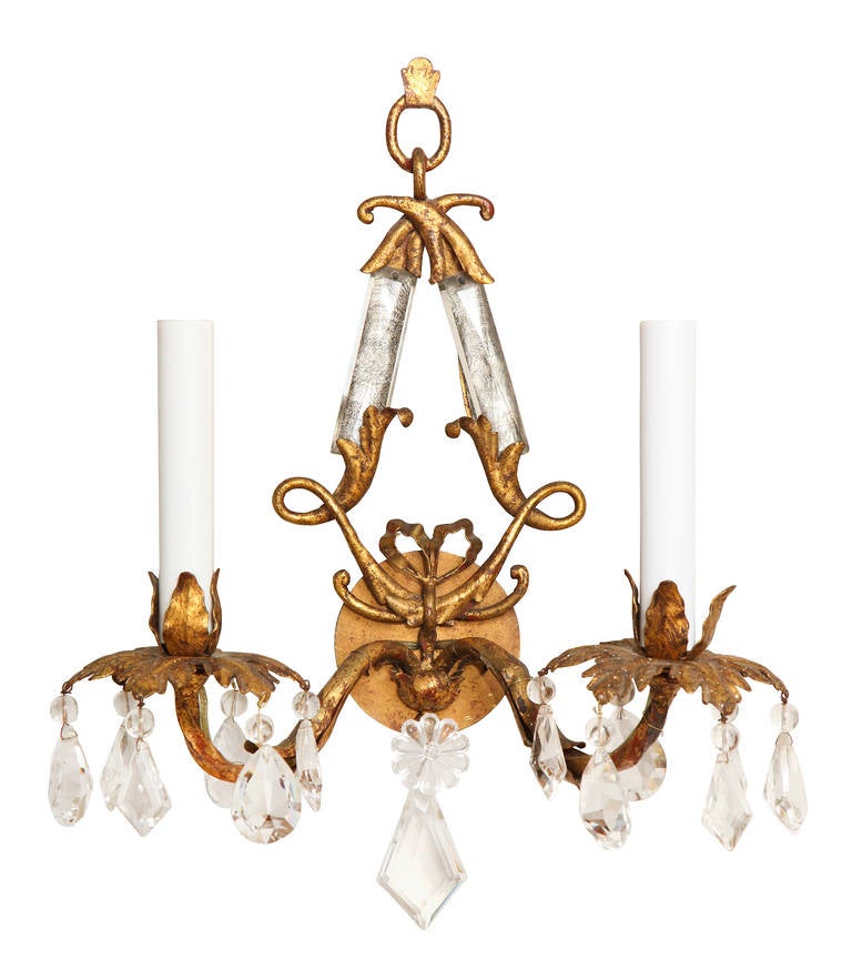 A Pair of Two-Light Bagues Style Wall Sconces