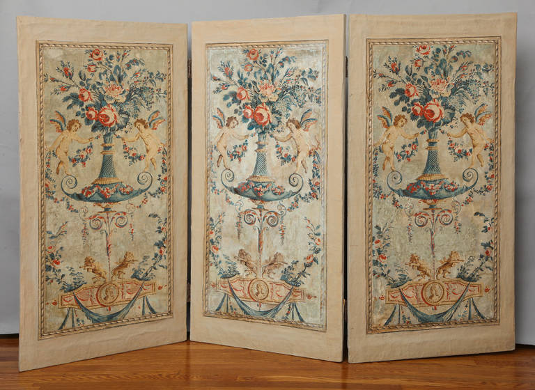 A French Louis XVI Style Papier Peinte Screen 6