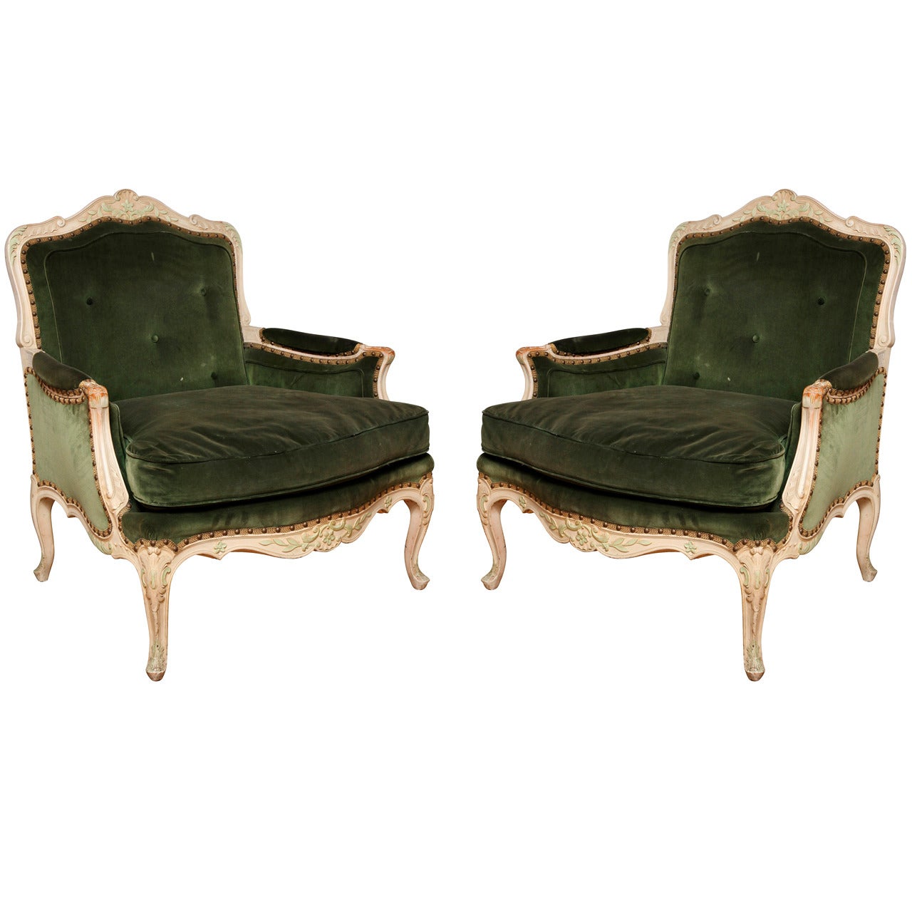 A Pair of French Louis XV Style Bergeres