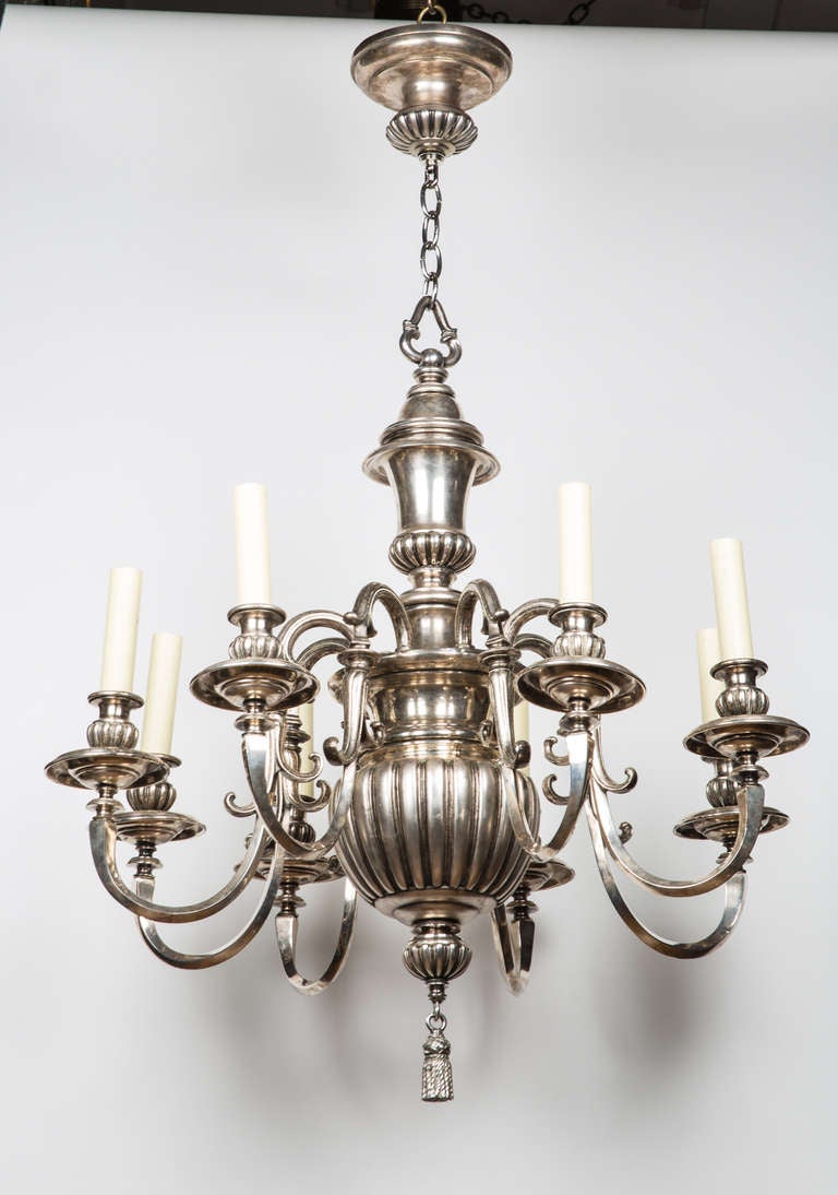 An 8Light Caldwell Silver Plated Bronze Chandelier at 1stdibs
