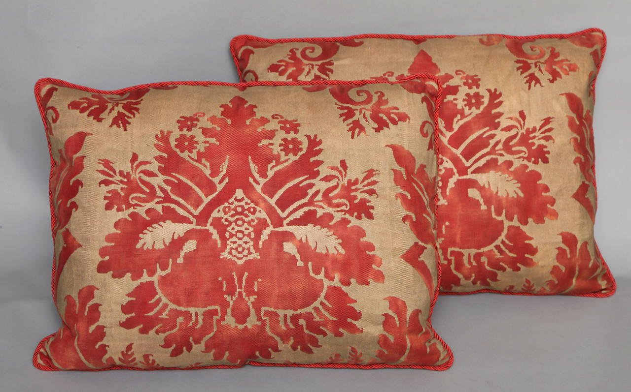 A Pair of Rectangular Vintage Fortuny Fabric Cushions