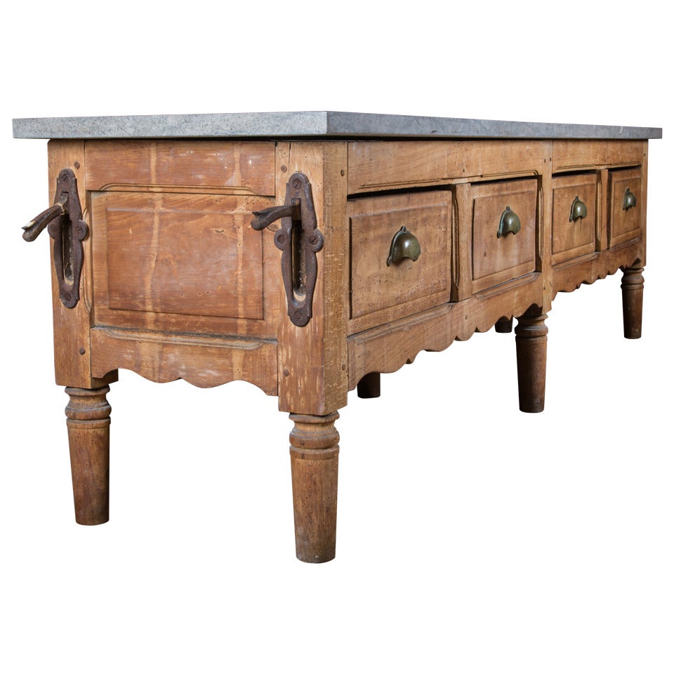 A 4 Drawer Low Table with Raised Panel Doors