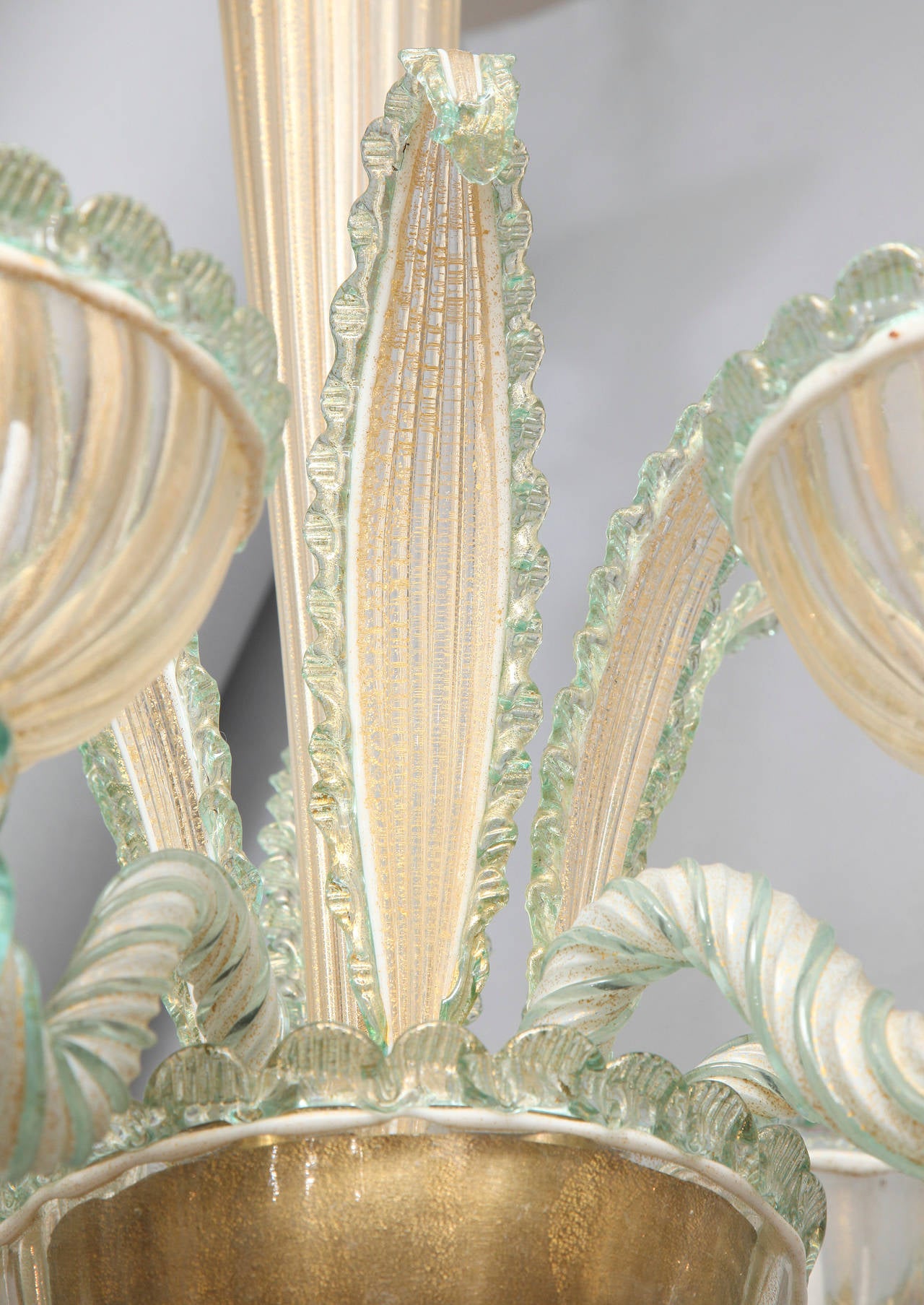 Mid-20th Century Six-Light, Venetian Murano Glass Chandelier