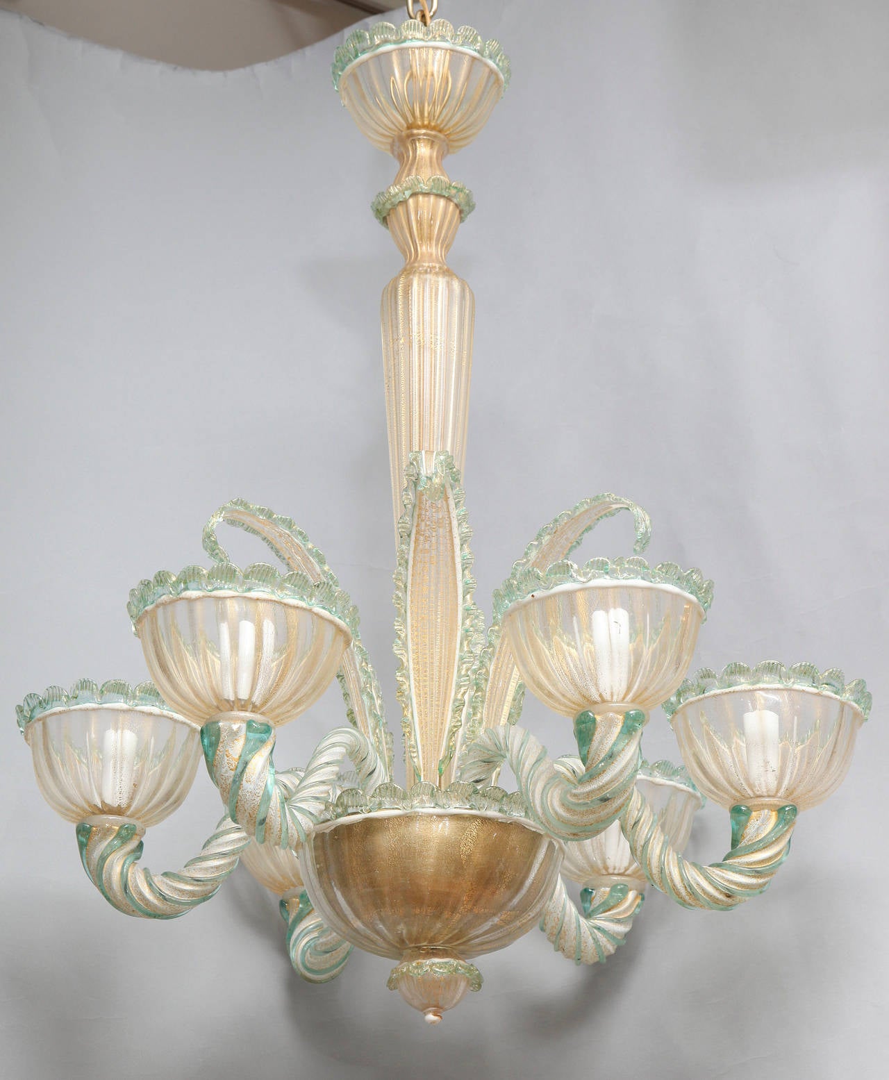 SixLight, Venetian Murano Glass Chandelier at 1stdibs