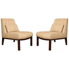 Paire de fauteuils pantoufles de style mi-siècle moderne Edward Wormley pour Dunbar