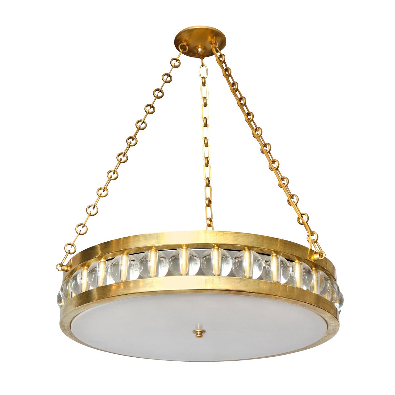 A 24" Tambour Pendant Fixture with Chain