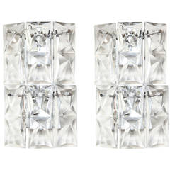Pair of 1960s Two-Tiered German Crystal Wall Sconces