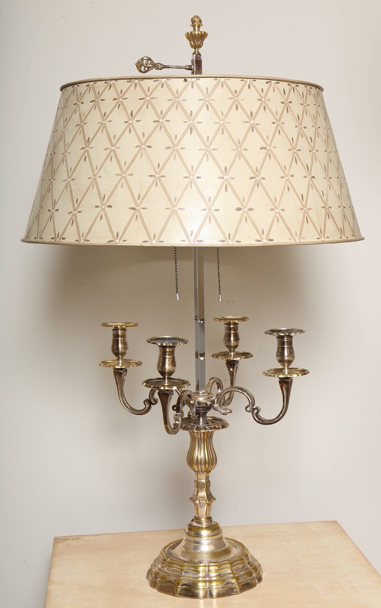 Plated Pair of French Regence Style Bouillotte Lamps