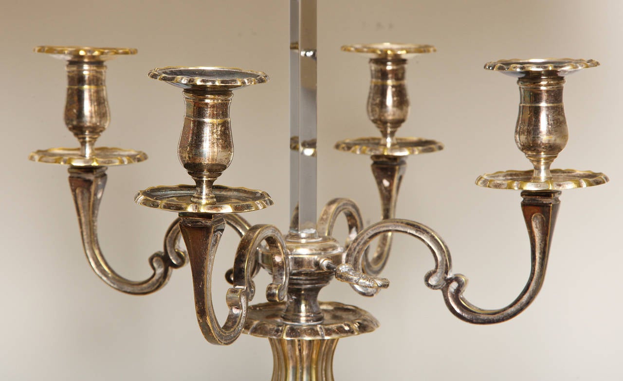 Mid-20th Century Pair of French Regence Style Bouillotte Lamps