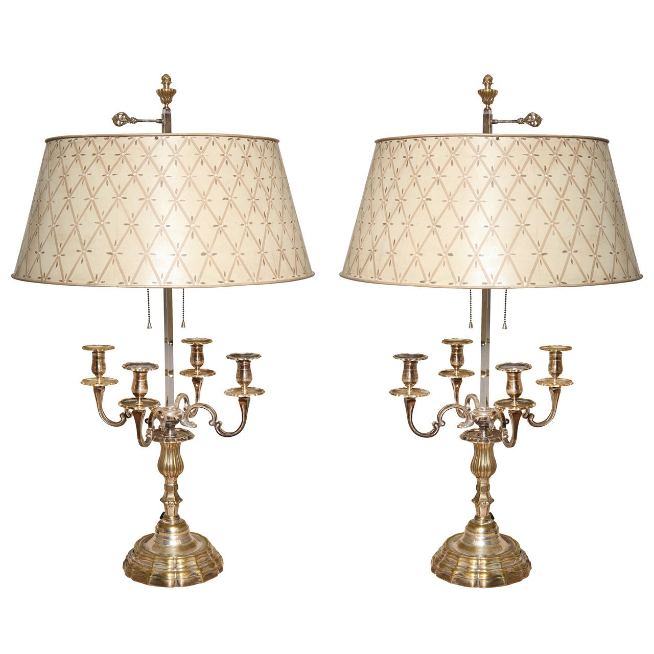 Pair of French Regence Style Bouillotte Lamps