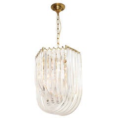 A Contemporary Design Brass and Lucite Ceiling Fixture