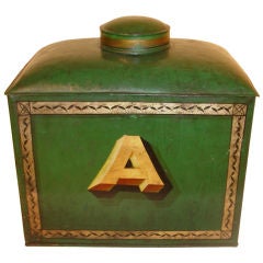 Large English Painted Tole Tea Can, Circa 1860