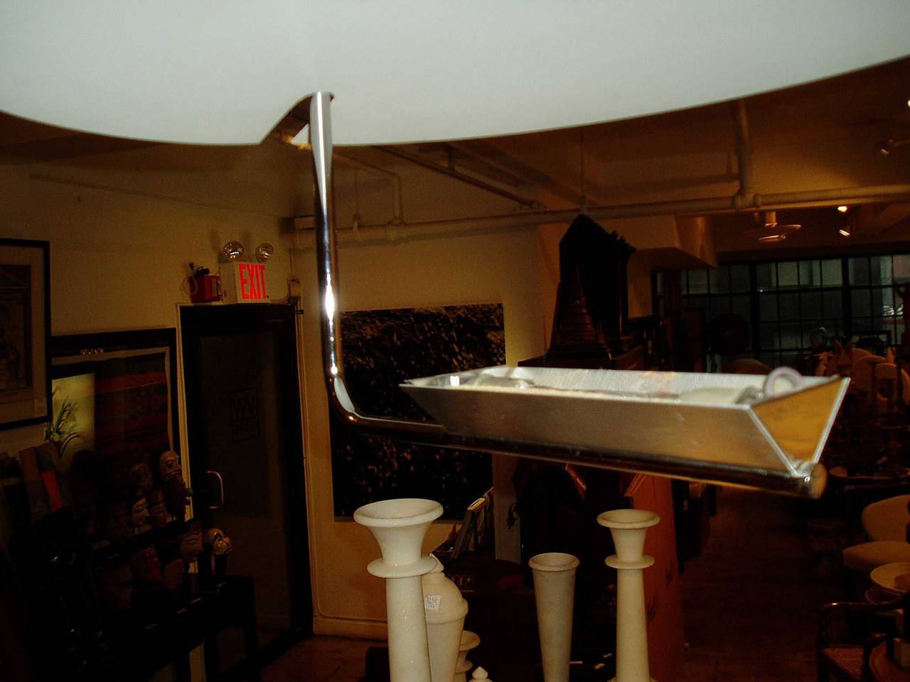 Stainless Pendant Ceiling Light In Excellent Condition In New York, NY