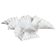 White Marble Carved Leaf Bowl 1
