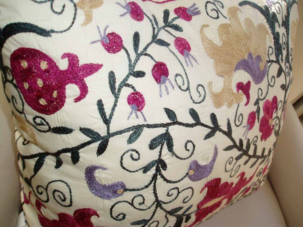 Uzbek Pillow with Suzani Embroidery