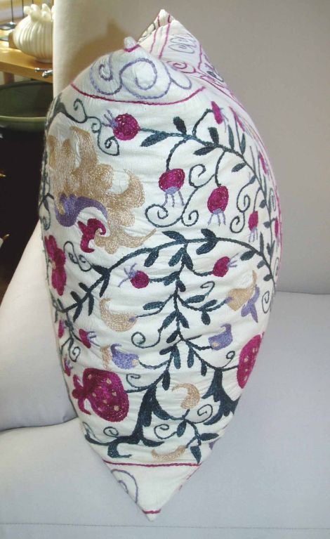Contemporary Pillow with Suzani Embroidery