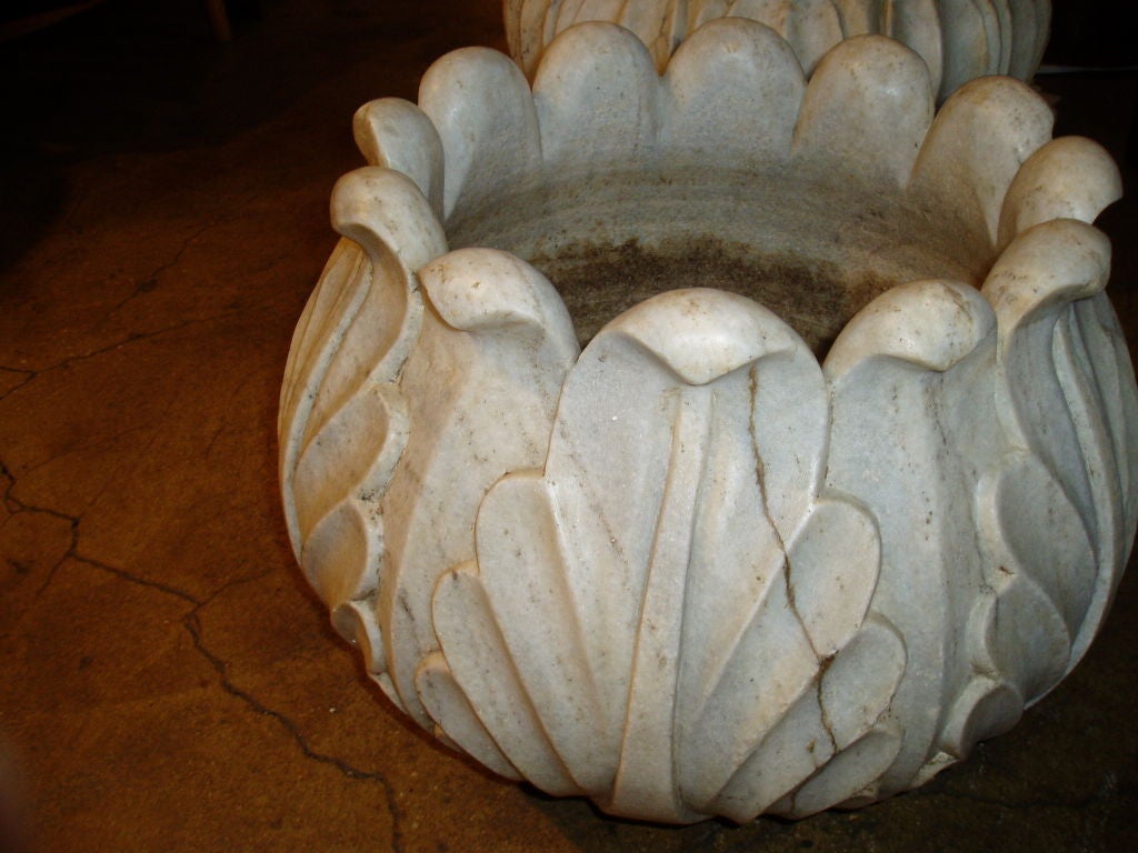 20th Century White Marble Planter