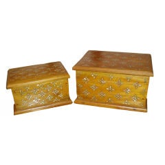 Mother of Pearl Inlaid Box, Light Wood
