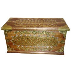 Decorative Box with Mother of Pearl Inlays and Brass Trim