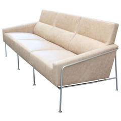 Arne Jacobsen 3300 Leather and Steel Sofa