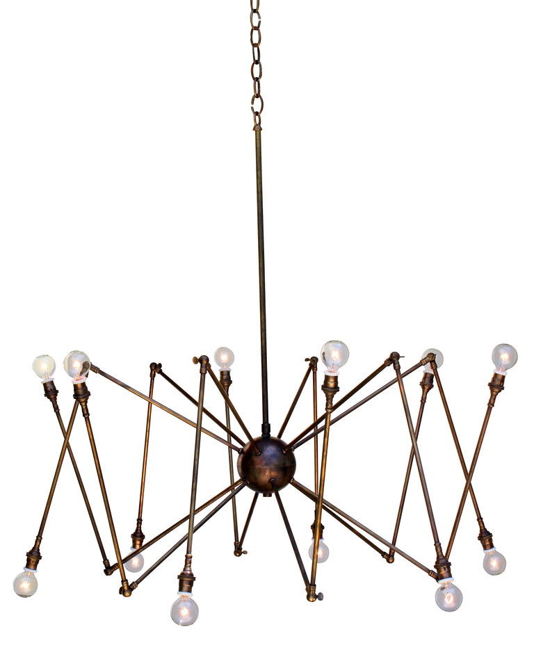 An Articulated 12 Arm Chandelier
Available in Vintage Brass, Nickel, Oil Rubbed Bronze