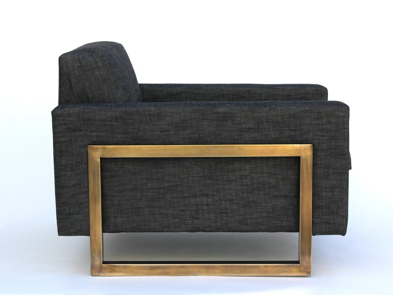 A Classic Cube Chair
Aged Brass Legs - Custom Finishes Available
Arm Height 21”
Hand Made in Los Angeles