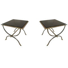 Pair of Steel and Brass Tables