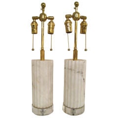 Pair of Marble and Lucite Table Lamps