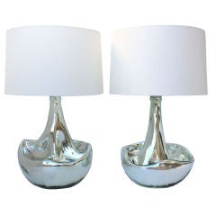 Pair of Slump Glass Mercury Lamps