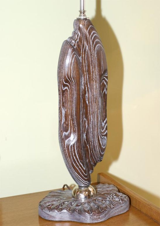 American Pair of Ceruse Carved Lamps