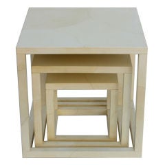 Set of Three Faux Parchment Nesting Tables
