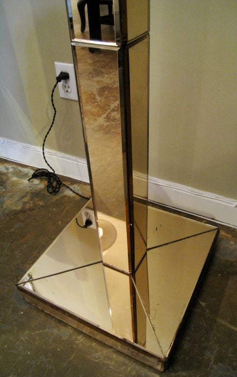 Mid-20th Century French Mirrored Floor Lamp For Sale