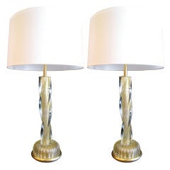 Pair of Barovier e Toso Twist Lamps