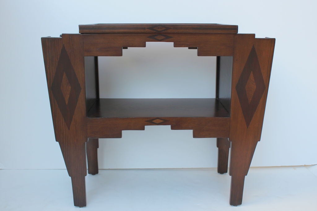Unique Side Table with Diamond Marquetry Detail