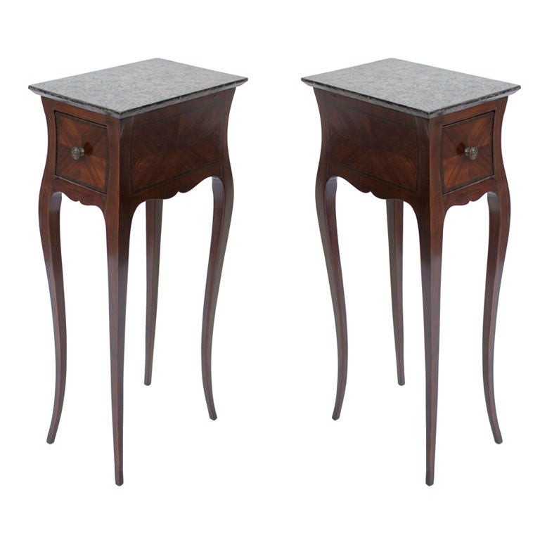 Pair of French Tables with Faux Malachite Painted Surface