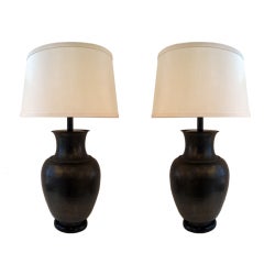 Pair of Hand Hammered Bronze Table Lamps