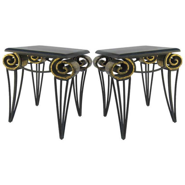 Important Pair of Arturo Pani Scroll Tables For Sale