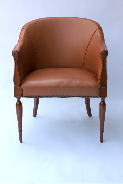 Swedish Leather Neoclassical Chair