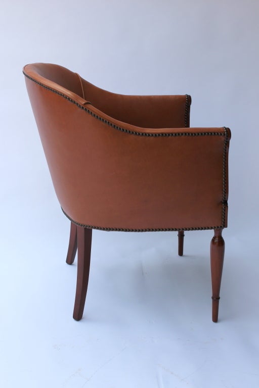 Mid-20th Century Leather Neoclassical Chair