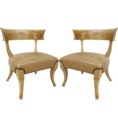 Pair of Walnut Klismos Slipper Chairs