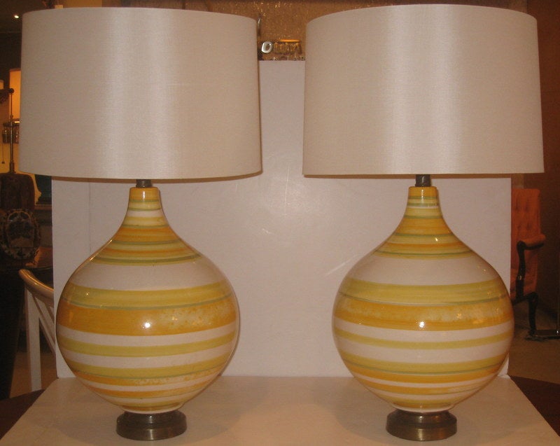American Pair of Large California Ceramic Lamps For Sale