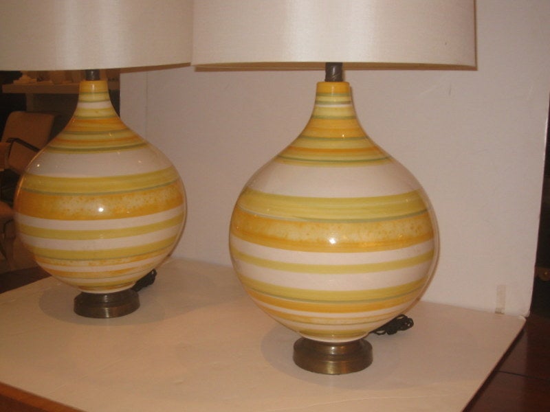 Pair of Large California Ceramic Lamps For Sale 4