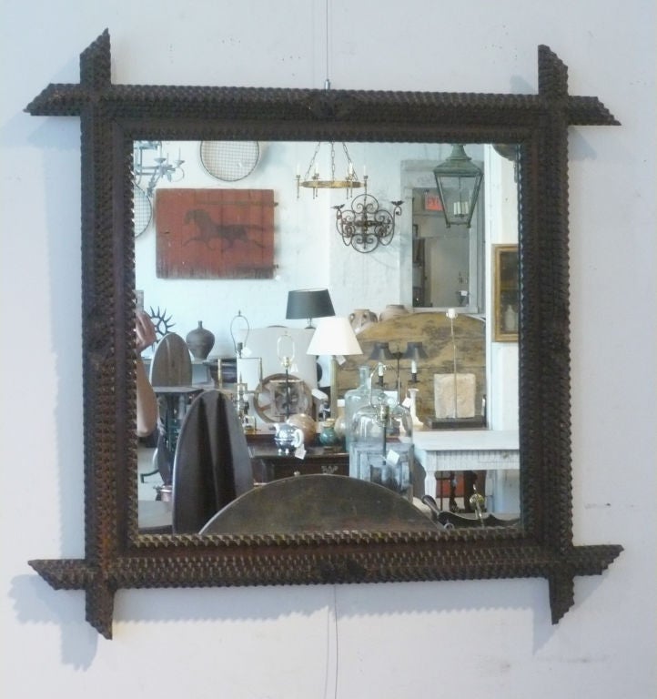 19th Century French Tramp Art Mirror