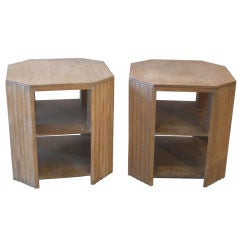 Pair of 1920s English Limed Oak Side Tables