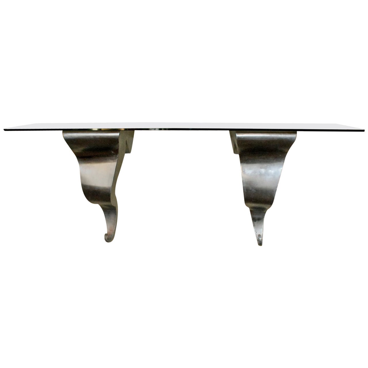 Aluminium and Glass Wall Shelf by Michael Aram For Sale