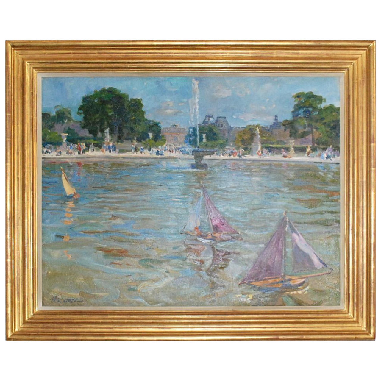 "Fountain in Paris", Oil on Canvas by Yuri Krotov For Sale
