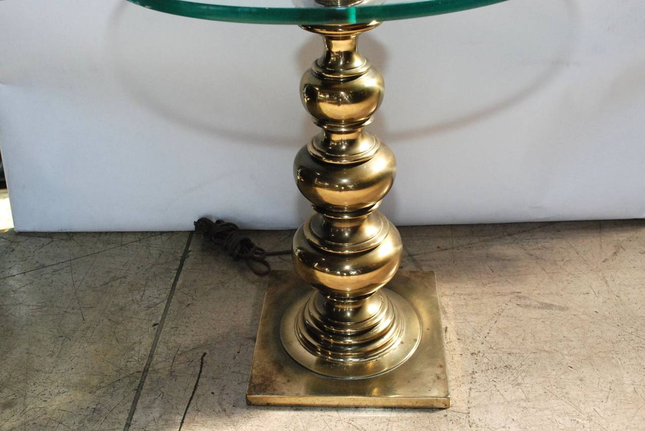 Polished Amazing Stiffel Brass and Glass Table Lamp