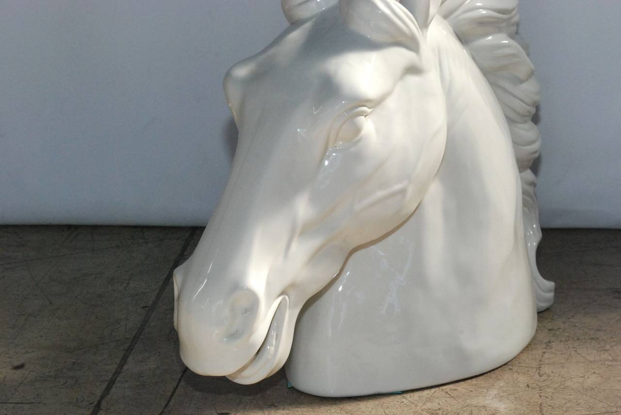Glazed Hollywood Regency Italian Horse Head Sculpture