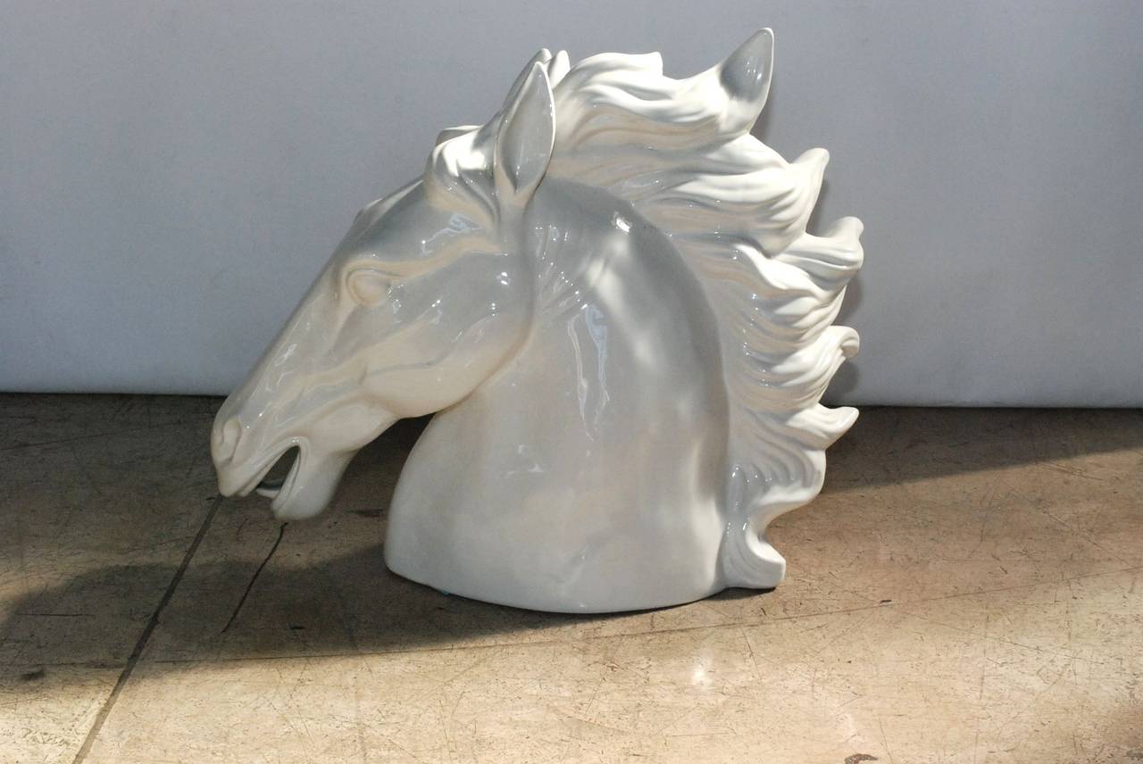 Hollywood Regency Italian Horse Head Sculpture In Good Condition In Cathedral City, CA